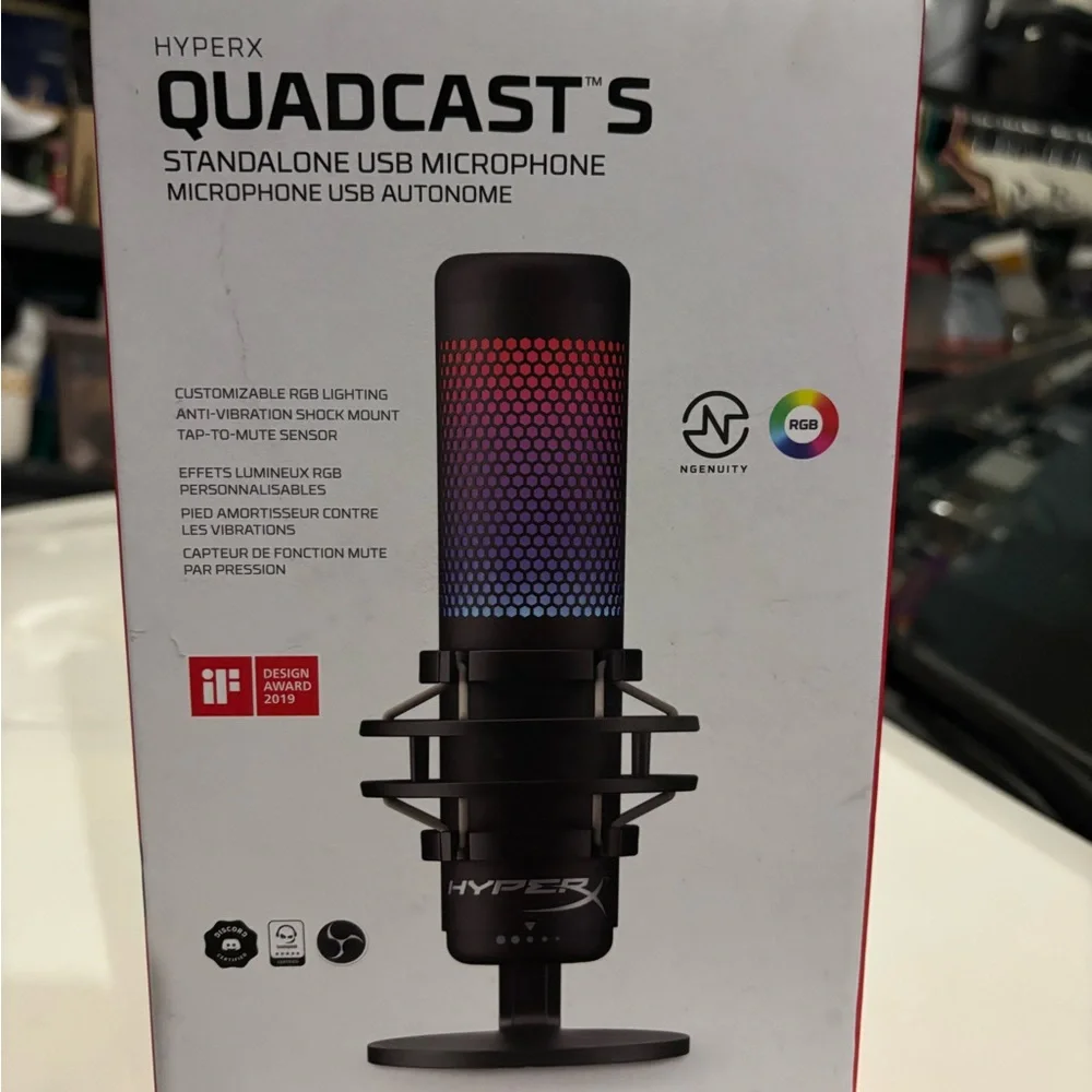 Hype QuadCast S USB Microphone - Black with RGB Lighting
